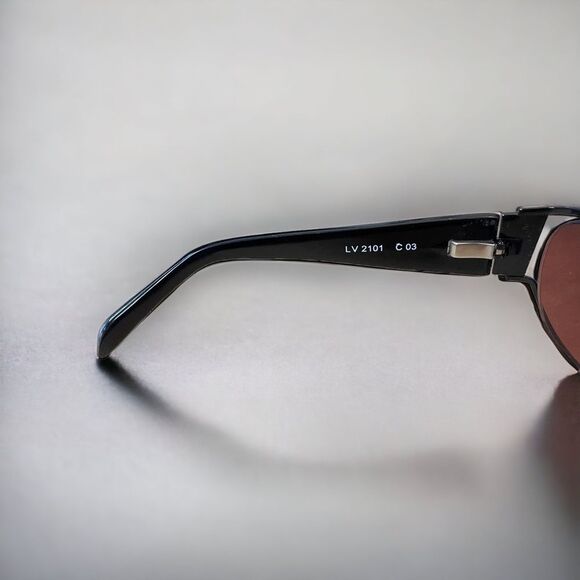 Vintage LANVIN Aviator Sunglasses Burgundy Black Case Cloth LV 2101 C 03 France main image 4